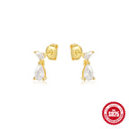 S925Sterling Silver Multi-layer Marquise Water Drop Splicing Stud Earrings Hot-selling Super Flash Diamond-studded Ear Jewelry