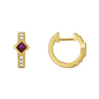 E0605 Korean Fashion Trendy Square Purple Zircon Earrings for Women Copper Gold-Plated Micro-Inlaid White Zircon Earrings