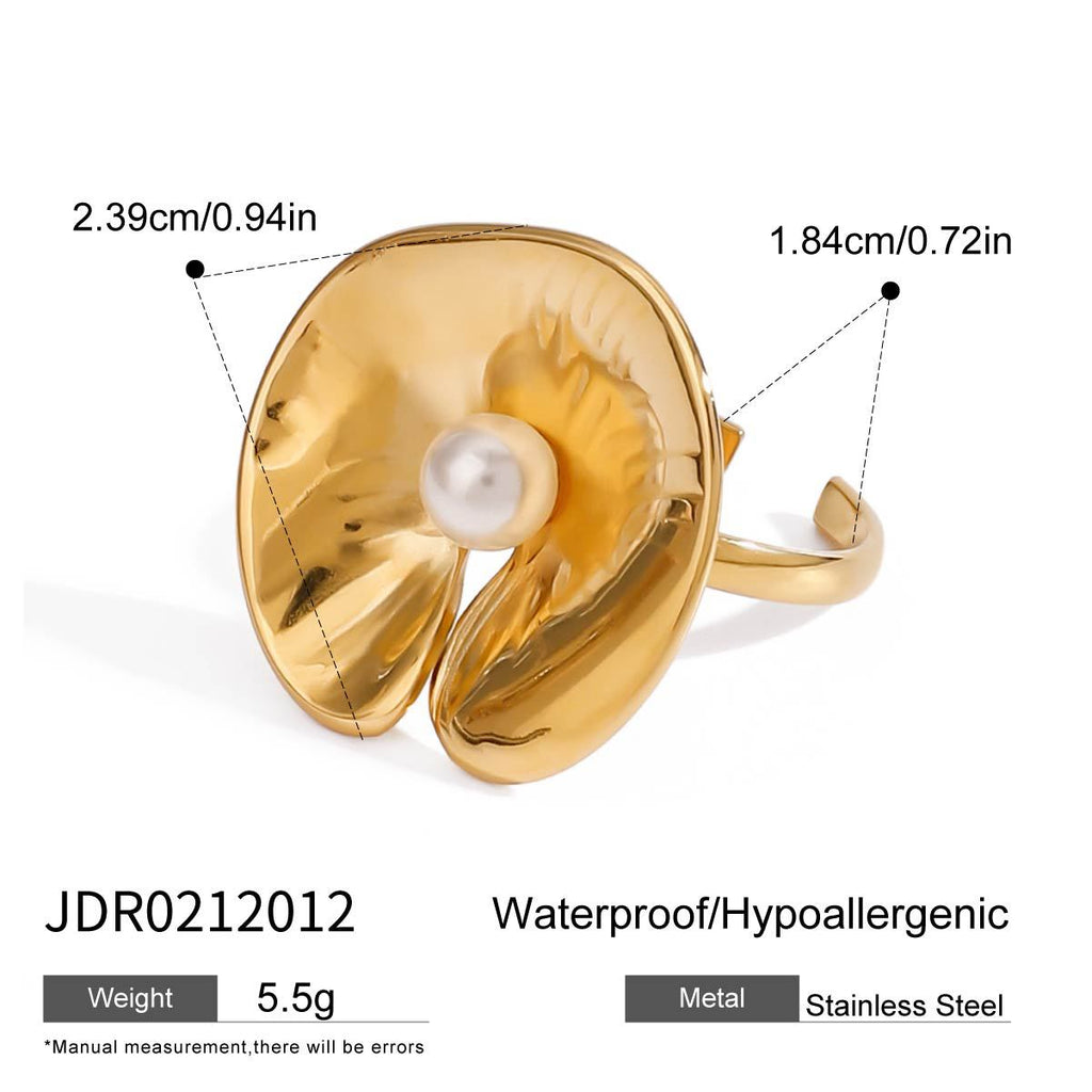 2H Jewelry Stainless Steel Pearl Ring Women's Design Ring ring Jewelry