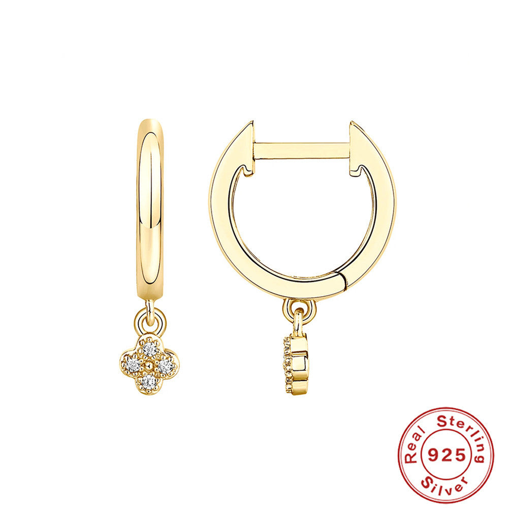 S925Sterling Silver Dagger Cross Earrings Devil's Eye Star Moon Pendant Hoop Earrings Hot-Selling Women's Earrings