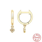 S925Sterling Silver Dagger Cross Earrings Devil's Eye Star Moon Pendant Hoop Earrings Hot-Selling Women's Earrings