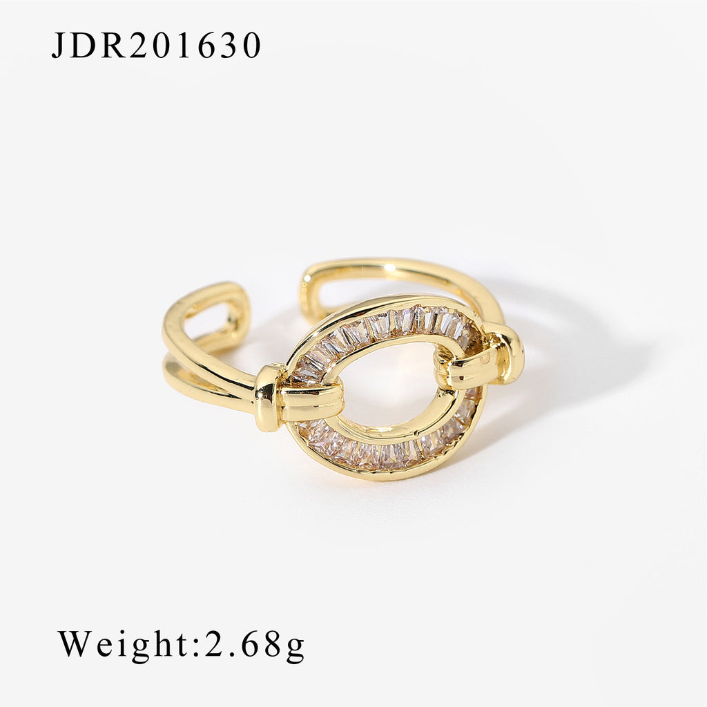 Women's Ethnic Ring Non-Fading Zircon Ring Open Vintage Couple Ring
