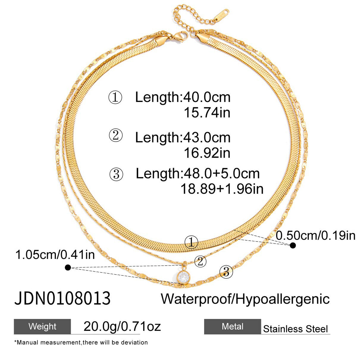 Three-layer Stacked Necklace Accessories for Women Collarbone Chain Stainless Steel Jewelry