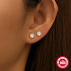 New S925Sterling Silver Stud Earrings V Full Diamond Star Flower Earrings Korean and Japanese Fashion Cute Bowknot Earrings for Women