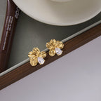 2H Zircon Flower Stud Earrings Zircon Earrings Stainless Steel Jewelry for Women Non-Fading