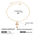 Gold-Tone Stainless Steel Cross Cubic Zirconia Pendant Necklace with a pendant design profile