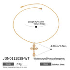 2H Zircon Cross Necklace Non-Fading Stainless Steel Necklace Women's Jewelry