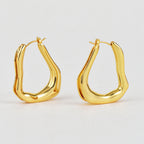 E0693 Simple Fashion Irregular Smooth Earrings for Women Brass Gold-Plated Ear Jewelry