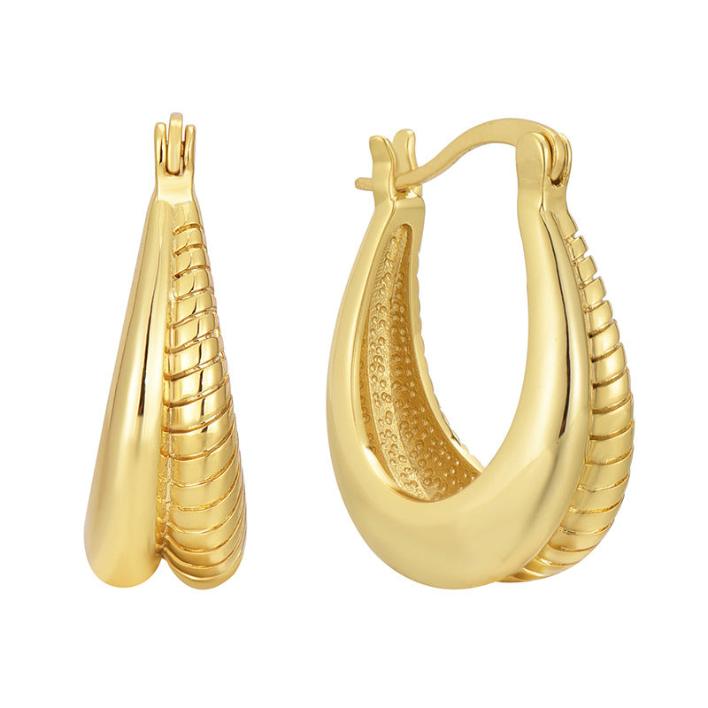 E0701 Minimalist Fashion Creative Asymmetric Earrings for Women Geometric Smooth Hollow Cool Ear Clips