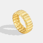 R0168 Copper plating18K Gold Plain Ring for Women Fashion Wide Vertical Stripe Personality Ring