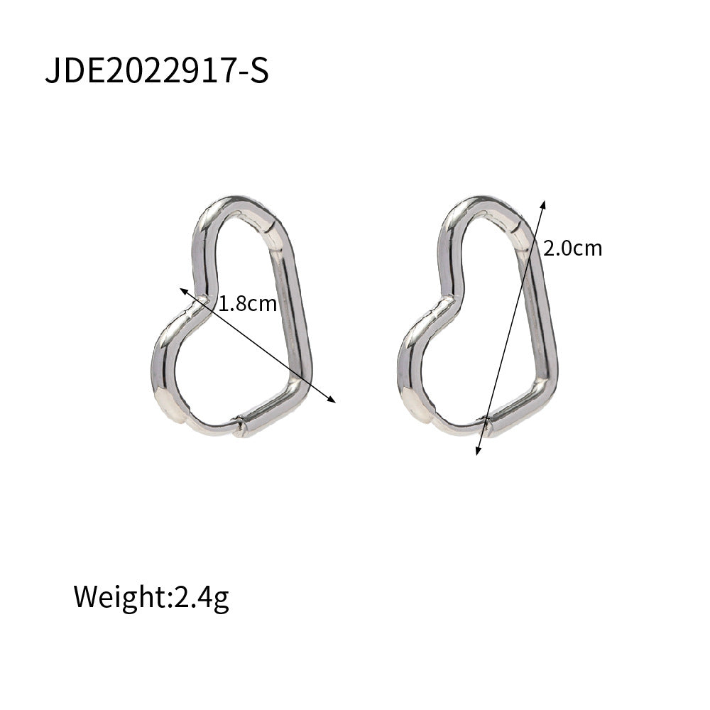 French Style Earrings Stainless Steel Plated18K Gold Heart Earrings Versatile Earrings for Women