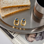 2H Original Equestrian Series Stainless Steel Blue Resin Earrings Studs Stainless Steel Ear Accessories