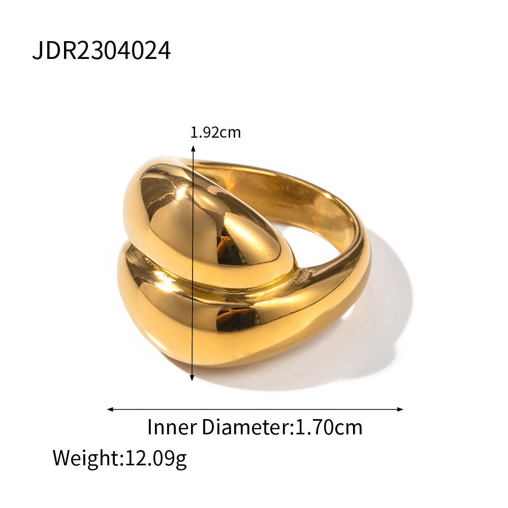 Ornament18K Gold Stainless Steel Exaggerated Ring rings Female