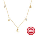 Sterling Silver Star Moon Diamond Necklace Stacked Collarbone Chain — collection product image 06