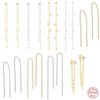 925 Sterling Silver Diamond Pentagram Tassel Ear Threads — product image 01