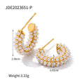 Pearl Stainless Steel Gold-Plated Hoop Earrings — alternate product view — jewelry finish and design detail