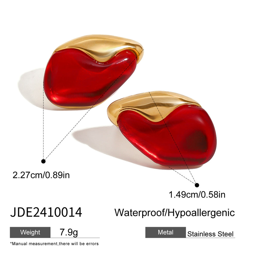 2H Stainless Steel Red Agate Earrings Zircon Stud Earrings Jewelry earring
