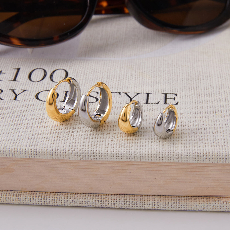 Stainless Steel Chubby Earrings Ear Clips Ear Jewelry for Women Non-Fading