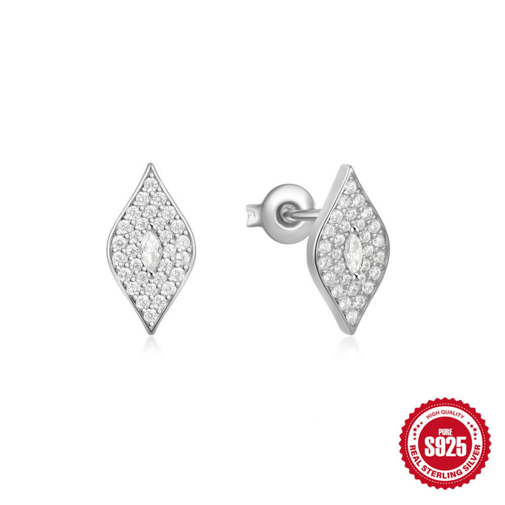 New925Sterling Silver Heart-Shaped Colored Diamond Oil Drop Earrings Hot-Selling Inlaid Diamond Mother's Day Earrings for Women