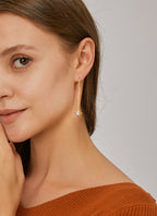 E0393 Sun-shaped Colorful Glass Chain Earrings for Women U Shaped Ear Wire Ear Hook Jewelry