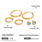 Three Pairs of Stainless Steel Zircon Earrings Pearl Earrings Ear Accessories