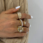 2H Stainless Steel Pearl Exaggerated Ring Ring rings Non-Fading Jewelry