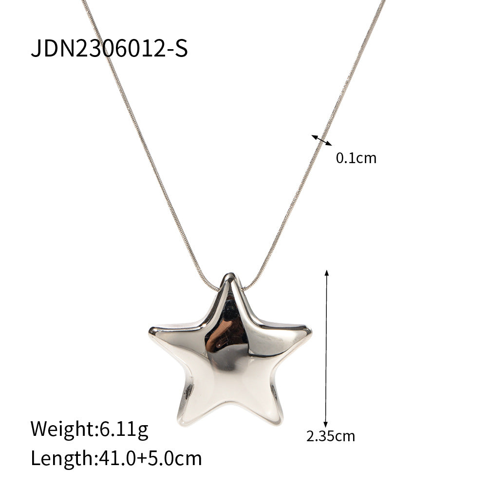 Five-pointed Star Jewelry Ring Non-fading Jewelry Necklace Stainless Steel Earrings