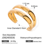 Ornament18k Gold Stainless Steel Wide Bracelet Open Bangle