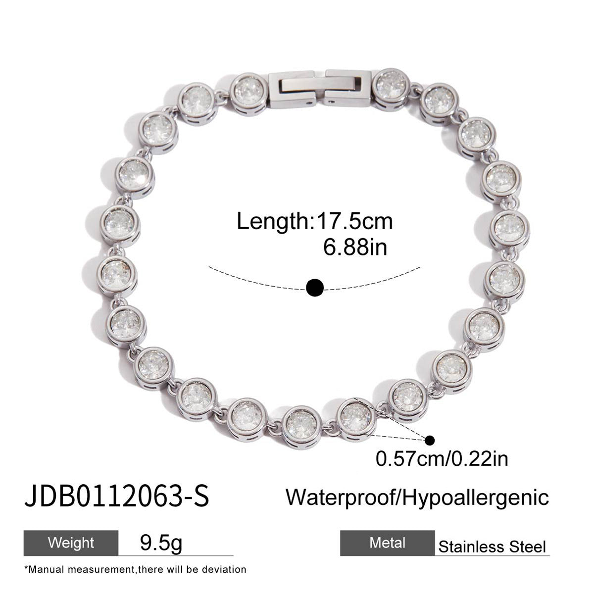 Stainless Steel Zircon Bracelet Women's Non-Fading Jewelry