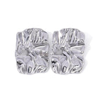 Stainless Steel Square Pleated Earrings Studs2025New Year's Trendy Design Earrings
