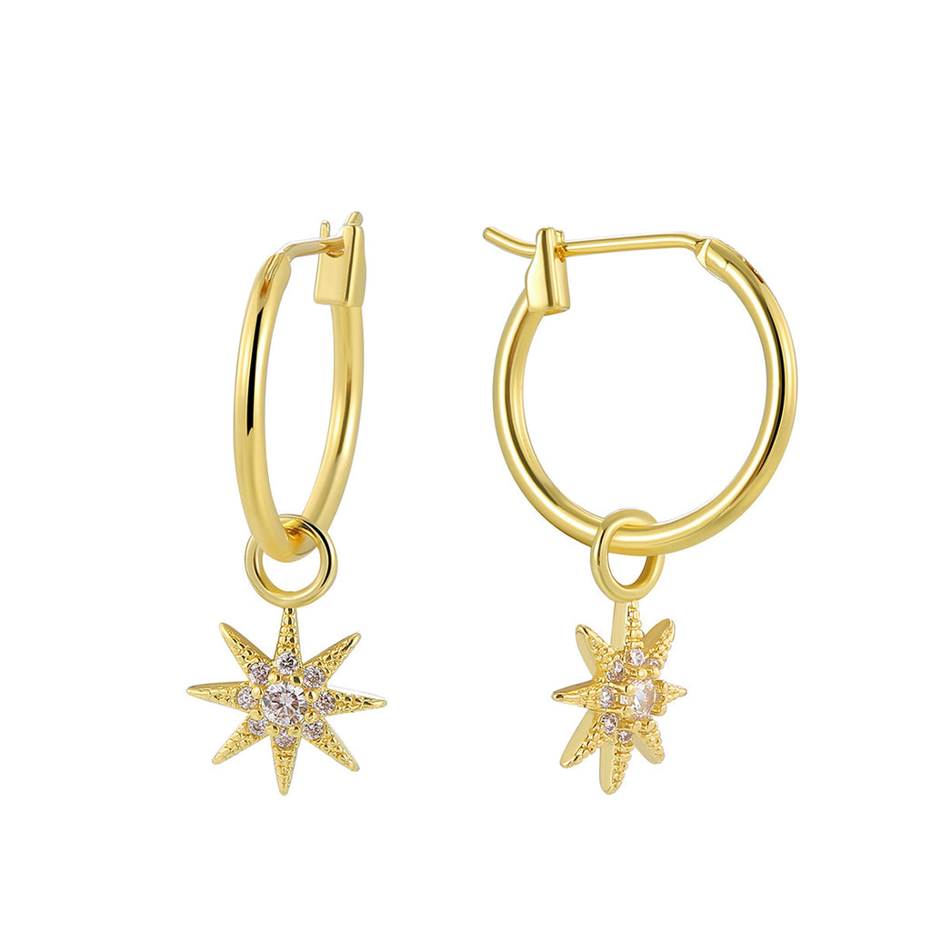 E0797 Creative Design Gold-Plated Earrings for Women Sunflower Micro-Inlaid Zirconia Drop Earrings