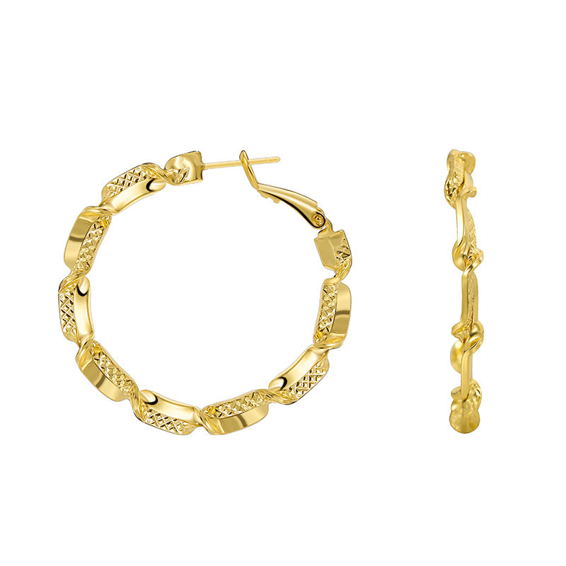 E0575 Modern Minimalist Design Earrings for Women Brass Gold-Plated Round Hoop Earrings
