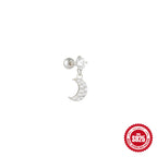 New S925Silver Moon Star Pendant Earrings Twist Ball Threaded Ear Bone Studs Hot Selling Cartilage Piercing Jewelry