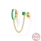 S925Sterling Silver Single Row Diamond-Studded Earrings Hoop Tassel Single Diamond Stud Earrings Creative Trendy Earrings Jewelry