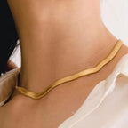 Same style gold necklace stainless steel trendy style individually packaged snake chain collarbone chain necklace for women