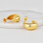 E0645 Simple Fashion Geometric Arc Earrings for Women Brass Gold-Plated Smooth Moon Shape Earrings