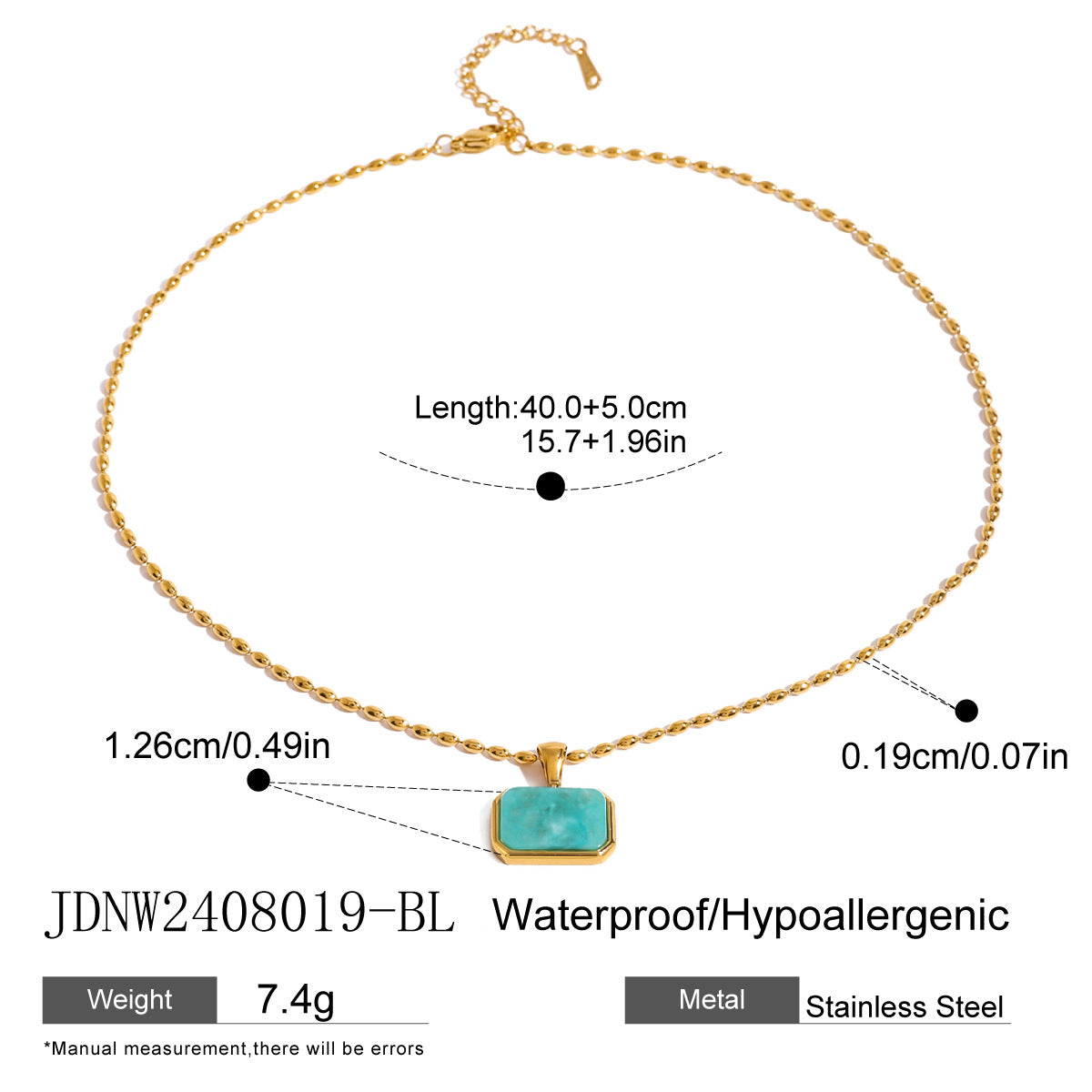 Stainless Steel Geometric Tiger Eye Natural Stone Pendant Necklace Design Sense Jewelry