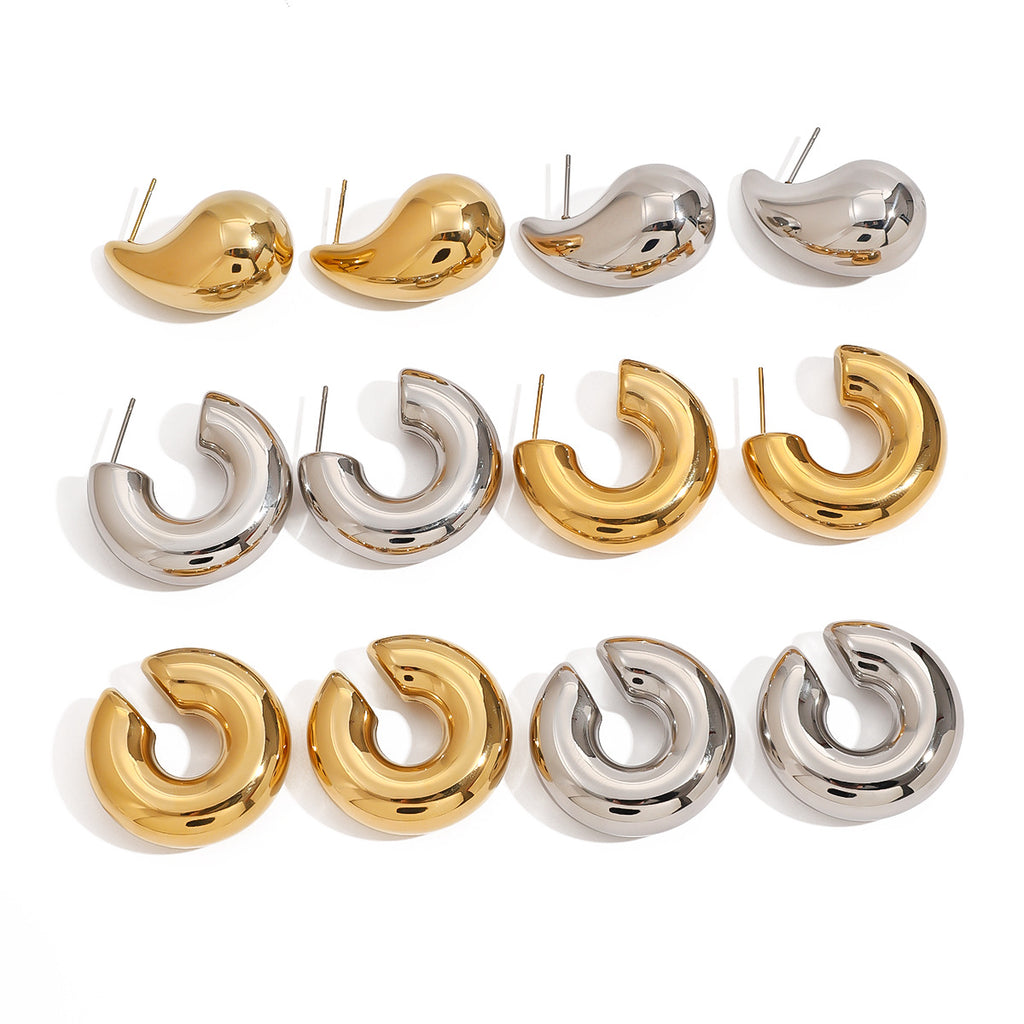 Stainless Steel Water Drop Earrings Geometric Earrings Ear Clip Jewelry earrings