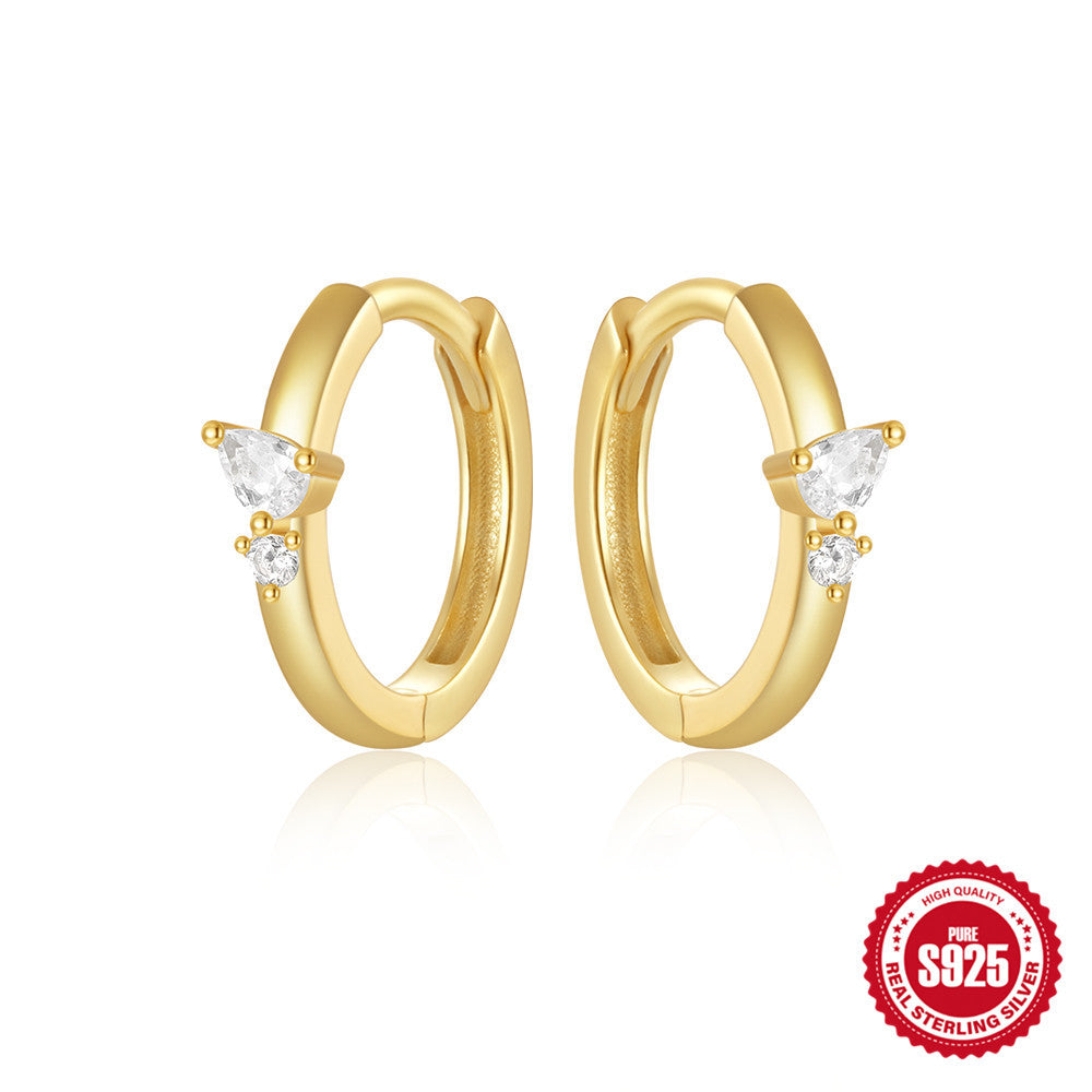 S925Sterling Silver Rainbow Colorful Star Moon Earrings Hoop Daily Wear Diamond-Studded Ear Clips Ear Jewelry for Women