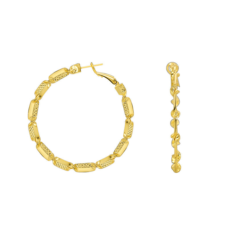 E0570 Modern Minimalist Design Earrings for Women, Copper Gold-Plated, Cool Style Ear Jewelry