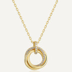 S925 Silver Three Ring Necklace With Collarbone Chain Pendant