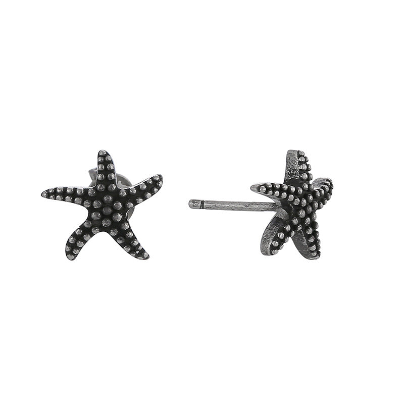 E0718 Summer Ocean Elements Ancient silver Starfish Earrings for Women Fashion Minimalist Style Ear Jewelry