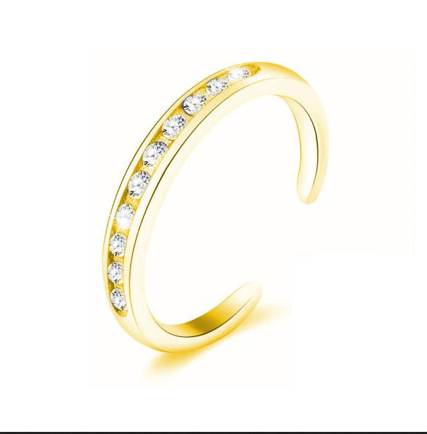 S925Sterling Silver Inlaid Diamond Adjustable Open Toe Ring Hot-Selling Summer Beach Toe Ring Foot Jewelry