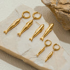 2H Stainless Steel Fish Earrings Ear Jewelry Design Sense Stud Earrings Accessories