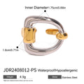 Initial Enamel Gold-Tone Stainless Steel Open Ring with gold-tone stainless steel construction
