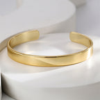 B0142 Brass Gold-Plated Simple Design Bracelet for Women, Adjustable Open End C Shaped Bracelet