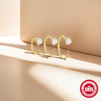 New S925Sterling Silver C Four-Prong Diamond-Studded Piercing Threader Ear Clip Earrings Set Hot-Selling Creative Earrings