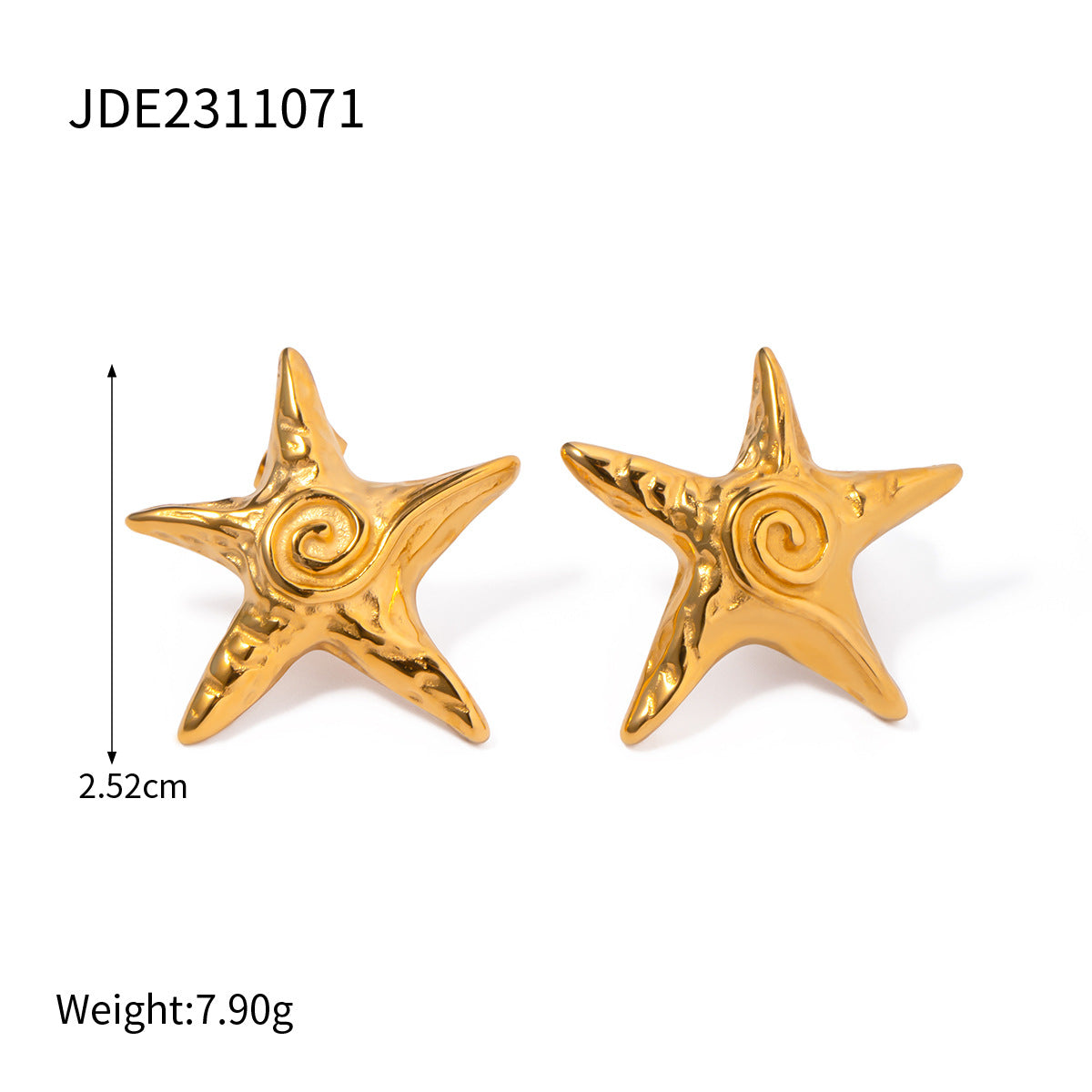 2H Stainless Steel Starfish Earrings Ocean Ring Ear Jewelry rings