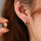 SE0332 S925Silver Hollow Heart Butterfly Small Hoop Vintage Earrings Design