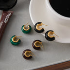 Maillard Autumn and Winter Resin Earrings Stainless Steel Stud Earrings Jewelry